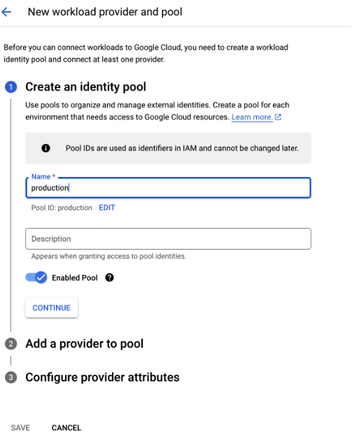 GCP Create Pool